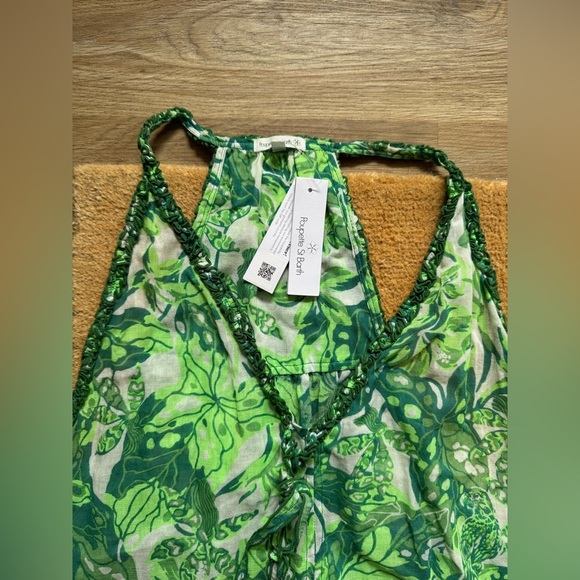 NWT Poupette St Barth Mini Dali Cotton Sari Gauze Dress Green Jengel - Picture 7 of 13
